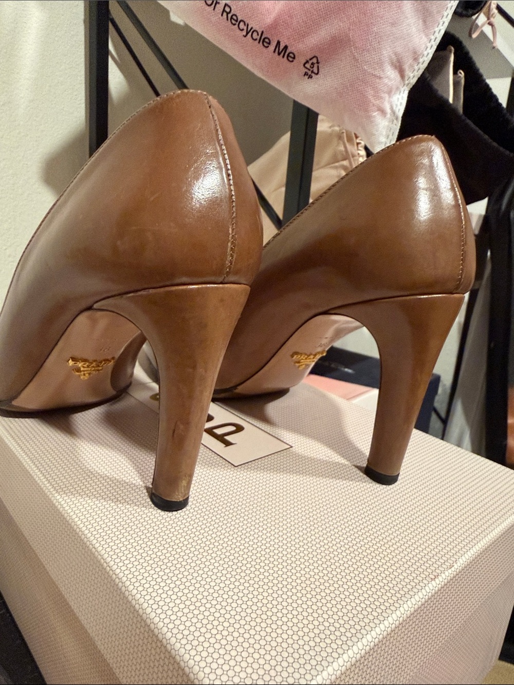 Prada Brown Leather Pointed-Toe Pumps - Picture 4 of 10